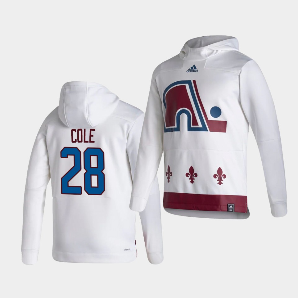 Men Colorado Avalanche #28 Cole White NHL 2021 Adidas Pullover Hoodie Jersey